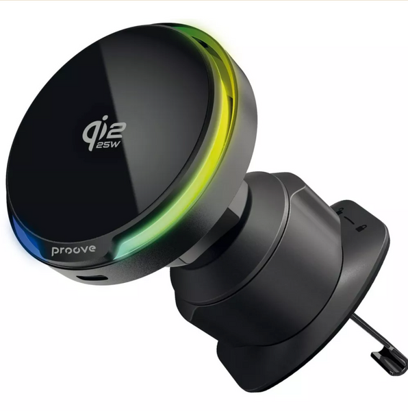 Магнітний автотримач Proove Spark Qi2.2 25W з активним охолодженням, бездротовою зарядкою та RGB-підсвіткою 00710 фото