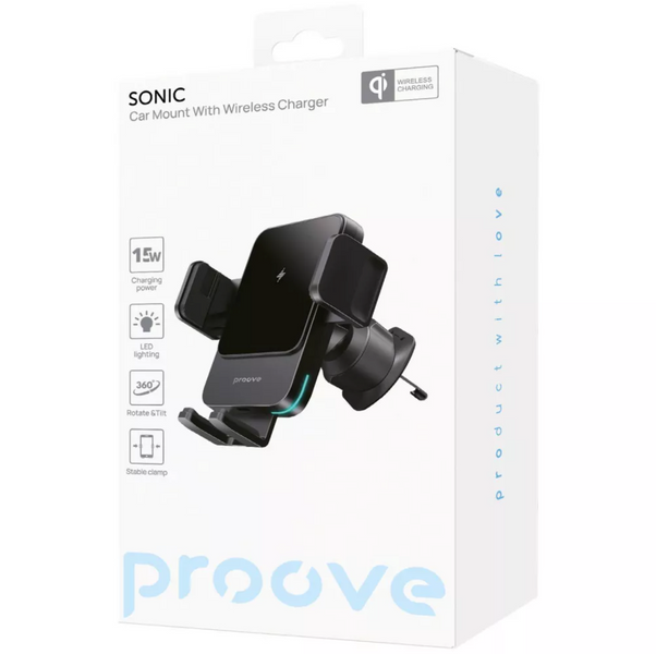 Автотримач Proove Sonic 15W з бездротовою зарядкою Qi SKU-10137 фото