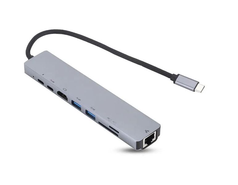 USB-hub 8 в 1 usb Type-C RJ45 + HDMI/HDTV + PD + TF + SD + USB C ws050 фото