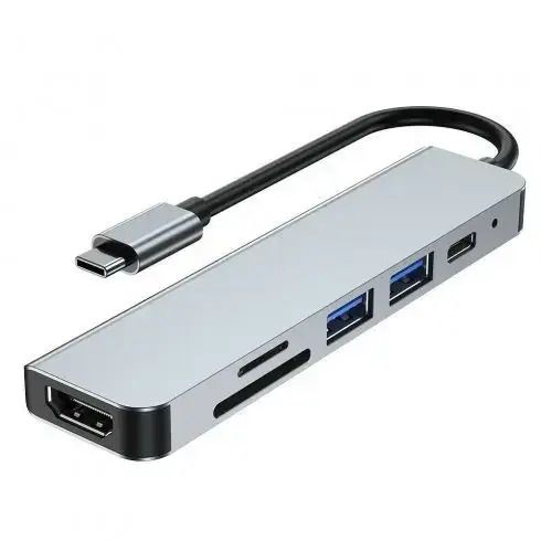 Розгалужувач USB 6 в 1 Type-C (HDMI 4K/PD/TF/SD/USB) ws051 фото