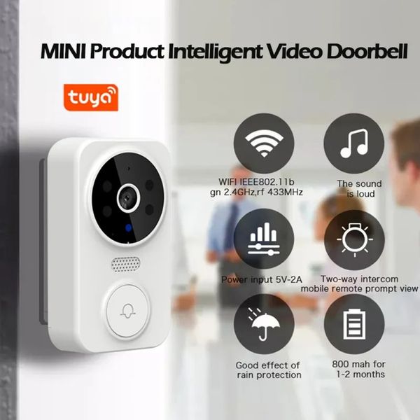 Умный беспроводной видезвонок Wi-Fi Tuya 1080P / видеодомофон с подключением к телефону ws060 фото