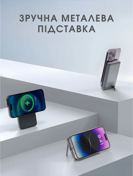 Внешний аккумулятор, повербанк ACEFAST M11 10000mAh 30W с беспроводной зарядкой Qi и MagSafe 0368 фото