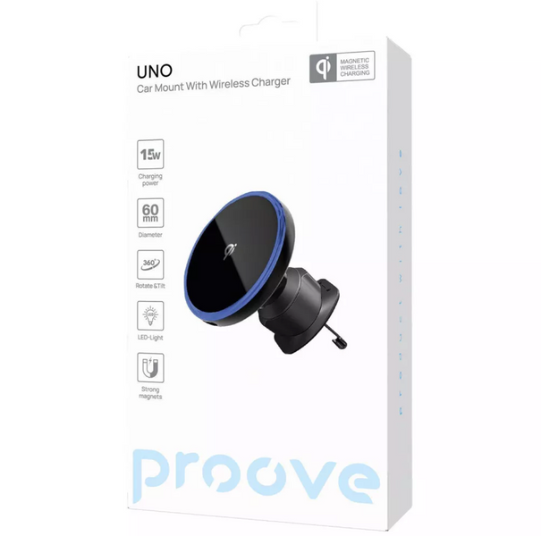 Магнітний автотримач Proove UNO для телефону з Бездротовою зарядкою Magsafe  15W 00521 фото