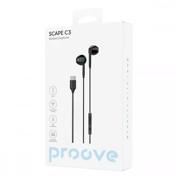 Проводные наушники Proove Scape C3 (Type-C). Проводные наушники с хорошим звуком и разъёмом Type-C 0396 фото