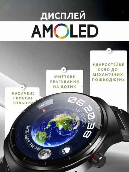 Смарт-часы Proove Terra круглой формы с AMOLED экраном и GPS. Умные часы 0295 фото