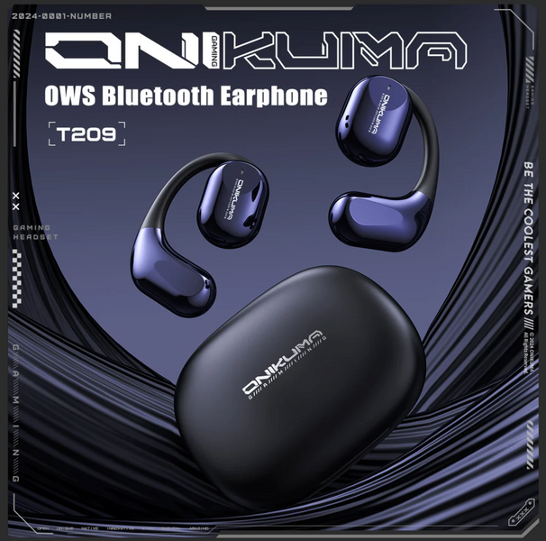 Беспроводные игровые наушники Onikuma T209 OWS с поддержкой функции AI-перевода. Беспроводные Bluetooth-наушники открытого типа с функцией перевода речи и занятий спортом. 0500 фото