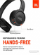 Накладна гарнітура JBL Tune 520BT Black. Накладні безпровідні Bluetooth навушники з фірмовим басом 0451 фото 5