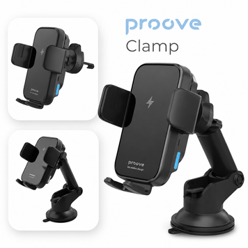 Автодержатель Proove Triple Clamp 15W с беспроводной зарядкой Qi. Автодержатель с зарядкой Qi для iPhone и Android 00431 фото