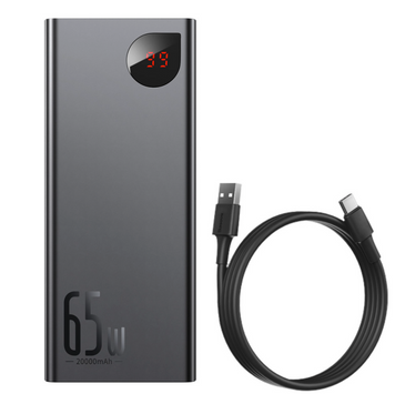 Батарея мобильный повербанк Baseus Adaman Metal PD 65W USB-C 2xUSB QC 3.0 20000mAh с функцией быстрой зарядки 0302 фото