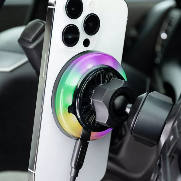 Магнітний автотримач Proove Light Crystal Qi2.2 25W з активним охолодженням, RGB-підсвіткою та бездротовою зарядкою 00707 фото